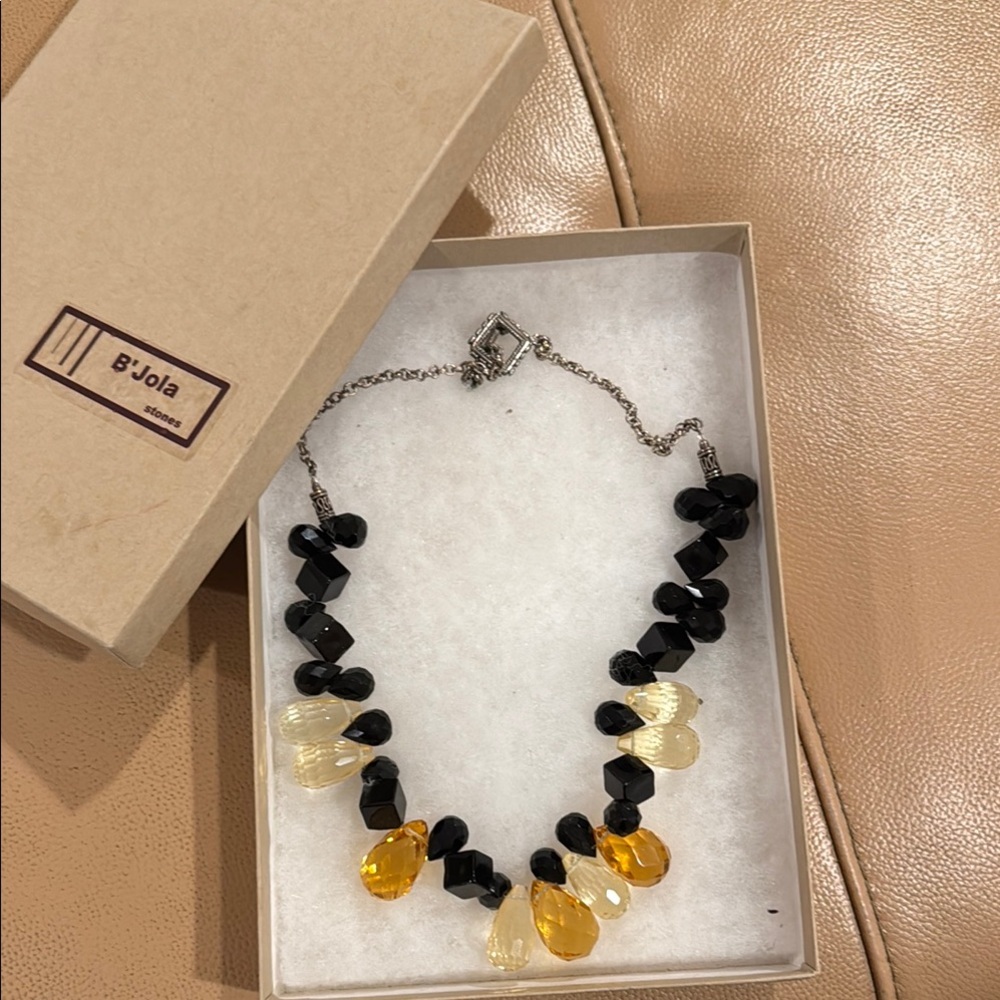 B’Jola Black Onyx Citrine Silver Necklace